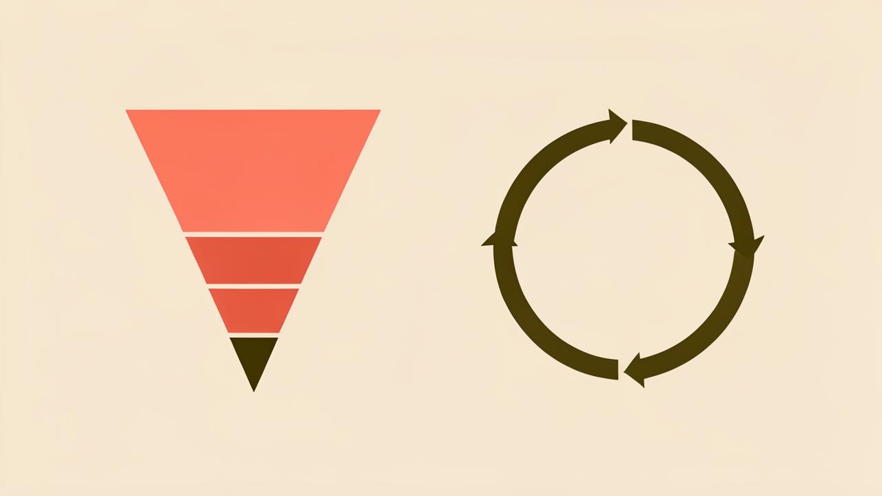 Porównanie liniowego lejka marketingowego i pętli wzrostu (growth loop) w growth marketingu